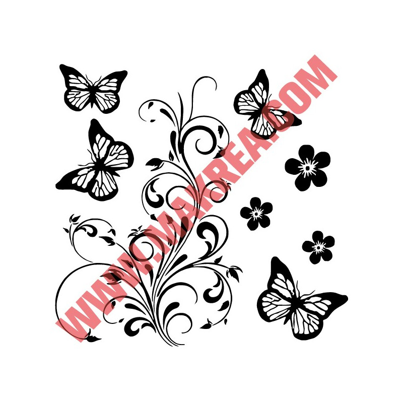 Stickers muraux Bloem de Jardin d'été, marguerite, fleurs sauvages, herbe,  papillons